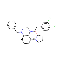 O=C(Cc1ccc(Cl)c(Cl)c1)N1CCN(Cc2ccccc2)[C@@H]2CCC[C@H](N3CCCC3)[C@H]21 ZINC000145430952