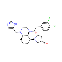 O=C(Cc1ccc(Cl)c(Cl)c1)N1CCN(Cc2cnc[nH]2)[C@@H]2CCC[C@H](N3CC[C@H](O)C3)[C@@H]21 ZINC000299832077