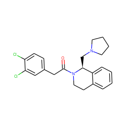 O=C(Cc1ccc(Cl)c(Cl)c1)N1CCc2ccccc2[C@@H]1CN1CCCC1 ZINC000003782751