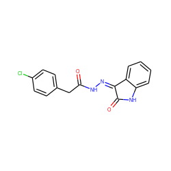 O=C(Cc1ccc(Cl)cc1)N/N=C1\C(=O)Nc2ccccc21 ZINC000014003058