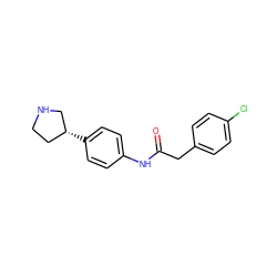 O=C(Cc1ccc(Cl)cc1)Nc1ccc([C@@H]2CCNC2)cc1 ZINC000117733434