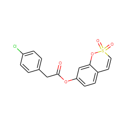 O=C(Cc1ccc(Cl)cc1)Oc1ccc2c(c1)OS(=O)(=O)C=C2 ZINC000096914375