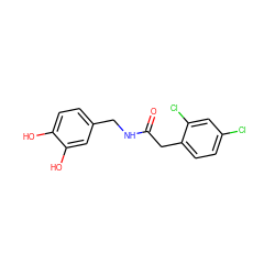 O=C(Cc1ccc(Cl)cc1Cl)NCc1ccc(O)c(O)c1 ZINC000159035793