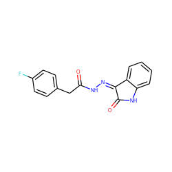 O=C(Cc1ccc(F)cc1)N/N=C1\C(=O)Nc2ccccc21 ZINC000008523225