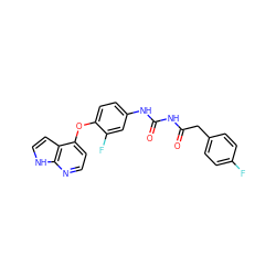 O=C(Cc1ccc(F)cc1)NC(=O)Nc1ccc(Oc2ccnc3[nH]ccc23)c(F)c1 ZINC000016052749