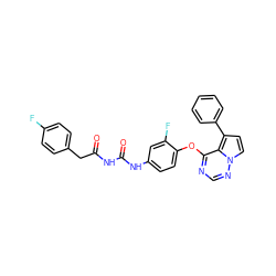 O=C(Cc1ccc(F)cc1)NC(=O)Nc1ccc(Oc2ncnn3ccc(-c4ccccc4)c23)c(F)c1 ZINC000029040612