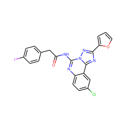 O=C(Cc1ccc(I)cc1)Nc1nc2ccc(Cl)cc2c2nc(-c3ccco3)nn12 ZINC000026727171