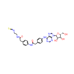 O=C(Cc1ccc(NC(=O)Cc2ccc(Nc3ncnc4c3ncn4[C@H]3O[C@H](CO)[C@@H](O)[C@H]3O)cc2)cc1)NCCN=C=S ZINC000049767223