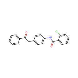 O=C(Cc1ccc(NC(=O)c2ccccc2Cl)cc1)c1ccccc1 ZINC000072182380