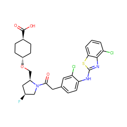 O=C(Cc1ccc(Nc2nc3c(Cl)cccc3s2)c(Cl)c1)N1C[C@@H](F)C[C@H]1CO[C@H]1CC[C@H](C(=O)O)CC1 ZINC000254134505