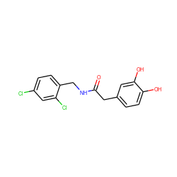 O=C(Cc1ccc(O)c(O)c1)NCc1ccc(Cl)cc1Cl ZINC000473249346