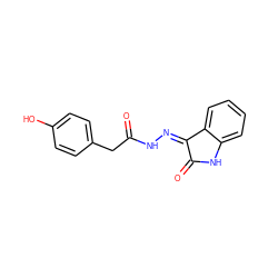 O=C(Cc1ccc(O)cc1)N/N=C1\C(=O)Nc2ccccc21 ZINC000072180571