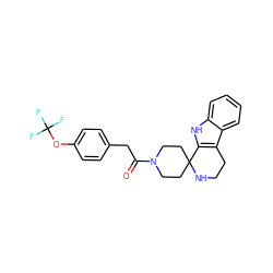 O=C(Cc1ccc(OC(F)(F)F)cc1)N1CCC2(CC1)NCCc1c2[nH]c2ccccc12 ZINC000063539555