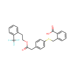 O=C(Cc1ccc(SCc2ccccc2C(=O)O)cc1)OCCc1ccccc1C(F)(F)F ZINC000114958717