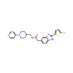 O=C(Cc1ccc2[nH]c(-c3ccc(Cl)s3)nc2c1)NCC1CCN(c2ccncc2)CC1 ZINC000027206252