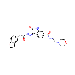 O=C(Cc1ccc2c(c1)CCO2)N/N=C1\C(=O)Nc2cc(C(=O)NCCN3CCOCC3)ccc21 ZINC000072179826