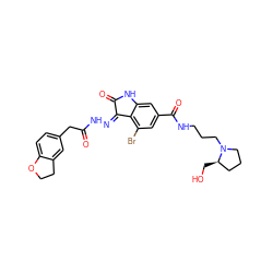 O=C(Cc1ccc2c(c1)CCO2)NN=C1C(=O)Nc2cc(C(=O)NCCCN3CCC[C@H]3CO)cc(Br)c21 ZINC000072179269