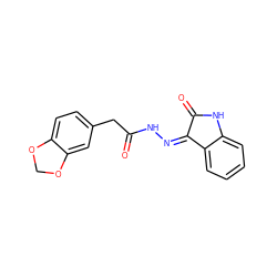 O=C(Cc1ccc2c(c1)OCO2)N/N=C1\C(=O)Nc2ccccc21 ZINC000072177168