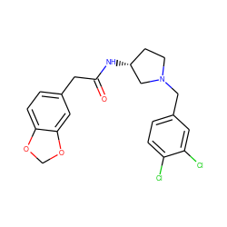 O=C(Cc1ccc2c(c1)OCO2)N[C@@H]1CCN(Cc2ccc(Cl)c(Cl)c2)C1 ZINC000013586757