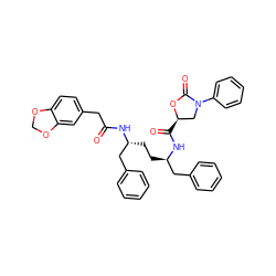 O=C(Cc1ccc2c(c1)OCO2)N[C@H](CC[C@H](Cc1ccccc1)NC(=O)[C@@H]1CN(c2ccccc2)C(=O)O1)Cc1ccccc1 ZINC000064539427