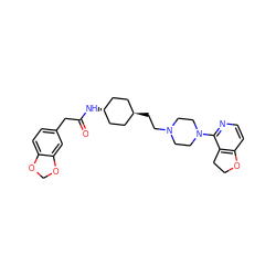 O=C(Cc1ccc2c(c1)OCO2)N[C@H]1CC[C@H](CCN2CCN(c3nccc4c3CCO4)CC2)CC1 ZINC000261149365