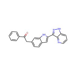 O=C(Cc1ccc2cc(-c3n[nH]c4cccnc34)[nH]c2c1)c1ccccc1 ZINC000066079106