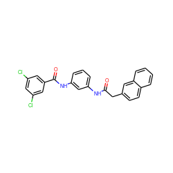 O=C(Cc1ccc2ccccc2c1)Nc1cccc(NC(=O)c2cc(Cl)cc(Cl)c2)c1 ZINC000013493820