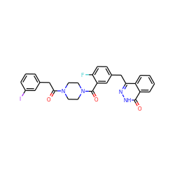 O=C(Cc1cccc(I)c1)N1CCN(C(=O)c2cc(Cc3n[nH]c(=O)c4ccccc34)ccc2F)CC1 ZINC000653749364