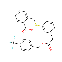 O=C(Cc1cccc(SCc2ccccc2C(=O)O)c1)OCc1ccc(C(F)(F)F)cc1 ZINC000114960791