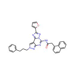 O=C(Cc1cccc2ccccc12)Nc1nc2nn(CCCc3ccccc3)cc2c2nc(-c3ccco3)nn12 ZINC000027425704