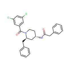 O=C(Cc1ccccc1)N[C@H]1CCN(C(=O)c2cc(Cl)cc(Cl)c2)[C@H](Cc2ccccc2)C1 ZINC000029392939