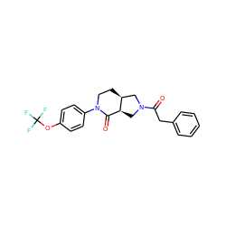 O=C(Cc1ccccc1)N1C[C@H]2C(=O)N(c3ccc(OC(F)(F)F)cc3)CC[C@H]2C1 ZINC000096169498