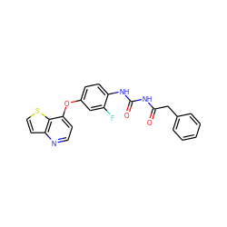 O=C(Cc1ccccc1)NC(=O)Nc1ccc(Oc2ccnc3ccsc23)cc1F ZINC000072179397