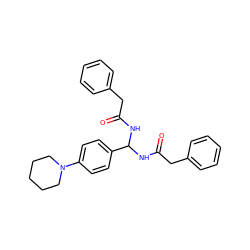 O=C(Cc1ccccc1)NC(NC(=O)Cc1ccccc1)c1ccc(N2CCCCC2)cc1 ZINC000095577571