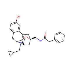 O=C(Cc1ccccc1)NC[C@@]12CC[C@@]3(O1)[C@H]1Cc4ccc(O)cc4[C@@]3(CCN1CC1CC1)C2 ZINC000101396347