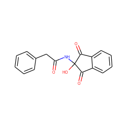 O=C(Cc1ccccc1)NC1(O)C(=O)c2ccccc2C1=O ZINC000000103177