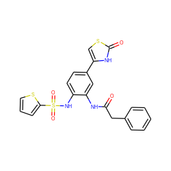 O=C(Cc1ccccc1)Nc1cc(-c2csc(=O)[nH]2)ccc1NS(=O)(=O)c1cccs1 ZINC000095605600