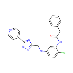 O=C(Cc1ccccc1)Nc1cc(NCc2n[nH]c(-c3ccncc3)n2)ccc1Cl ZINC000013984051