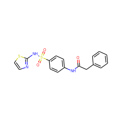 O=C(Cc1ccccc1)Nc1ccc(S(=O)(=O)Nc2nccs2)cc1 ZINC000001513938