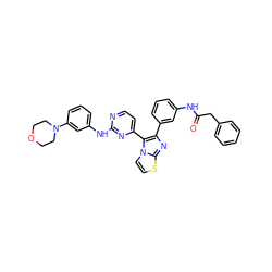 O=C(Cc1ccccc1)Nc1cccc(-c2nc3sccn3c2-c2ccnc(Nc3cccc(N4CCOCC4)c3)n2)c1 ZINC000049793657