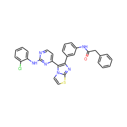 O=C(Cc1ccccc1)Nc1cccc(-c2nc3sccn3c2-c2ccnc(Nc3ccccc3Cl)n2)c1 ZINC000063539910