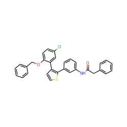 O=C(Cc1ccccc1)Nc1cccc(-c2sccc2-c2cc(Cl)ccc2OCc2ccccc2)c1 ZINC000028334177