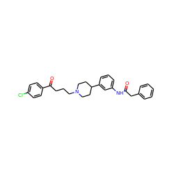 O=C(Cc1ccccc1)Nc1cccc(C2CCN(CCCC(=O)c3ccc(Cl)cc3)CC2)c1 ZINC000028710574