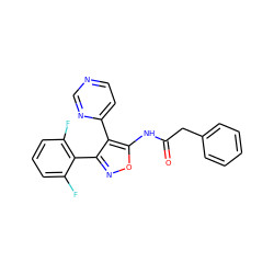 O=C(Cc1ccccc1)Nc1onc(-c2c(F)cccc2F)c1-c1ccncn1 ZINC000117412970