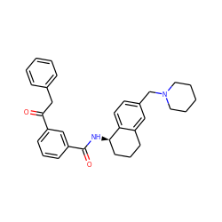 O=C(Cc1ccccc1)c1cccc(C(=O)N[C@@H]2CCCc3cc(CN4CCCCC4)ccc32)c1 ZINC000072128501