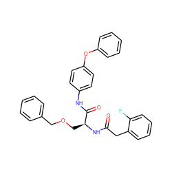 O=C(Cc1ccccc1F)N[C@@H](COCc1ccccc1)C(=O)Nc1ccc(Oc2ccccc2)cc1 ZINC000084617149