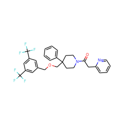 O=C(Cc1ccccn1)N1CCC(COCc2cc(C(F)(F)F)cc(C(F)(F)F)c2)(c2ccccc2)CC1 ZINC000027523268