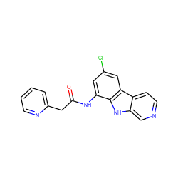 O=C(Cc1ccccn1)Nc1cc(Cl)cc2c1[nH]c1cnccc12 ZINC000013535887