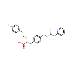 O=C(Cc1ccccn1)OCc1ccc(C[C@@H](SCCc2ccc(F)cc2)C(=O)O)cc1 ZINC000114960716