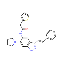 O=C(Cc1cccs1)Nc1cc2c(/C=C/c3ccccc3)n[nH]c2cc1N1CCCC1 ZINC000049069096